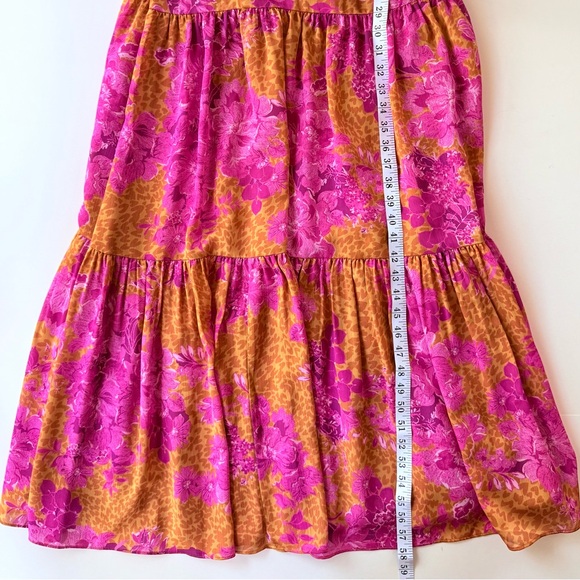 Ted Baker London Bambia Sleeveless Tiered Belted Maxi Dress Pink & Orange 0 XS - Picture 15 of 16